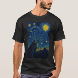 Howling Wolf Starry Night – Van Gogh Style Art Tシャツ