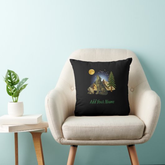 Howling Wolf Throw Pillow クッション (椅子)