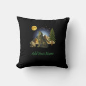 Howling Wolf Throw Pillow クッション (正面)
