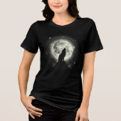 Howling Wolf Under Cosmic Moon トライブレンドＴシャツ (正面)