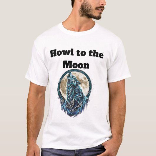 Howling Wolf Under the Moon – Wild Spirit T-Shirt Tシャツ (正面)