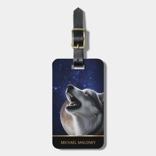 Howling Wolf Wild Animals写真 ラゲッジタグ (正面縦)
