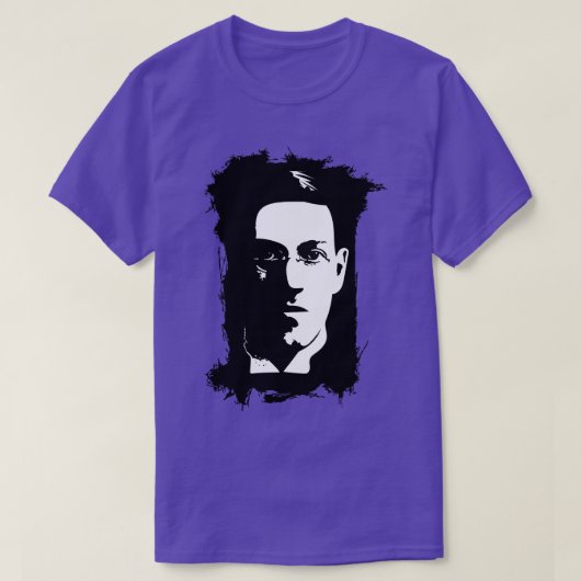 HP Lovecraft（ばちゃばちゃ）跳ねる背景 Tシャツ (デザイン正面)