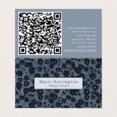 HQコードモダンフローラ折りたたみ名刺ダークブルー 名刺 (外部フラット)