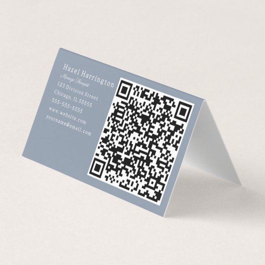 HQコードモダンフローラ折りたたみ名刺ダークブルー 名刺 (裏面)