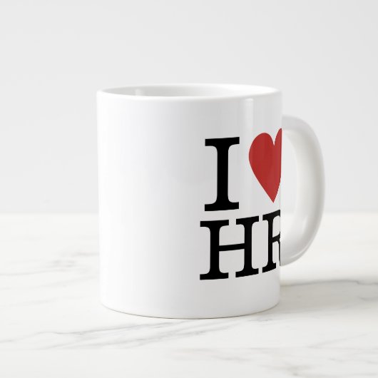 HRジャンボ❤️マグが大好き – 人事部スタッフ向け ジャンボコーヒーマグカップ (正面右)