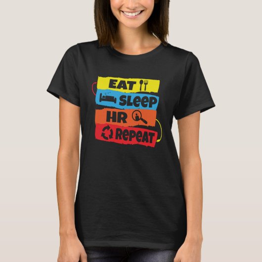 HRスリープ食べHR引用文人事マネージャ Tシャツ (正面)
