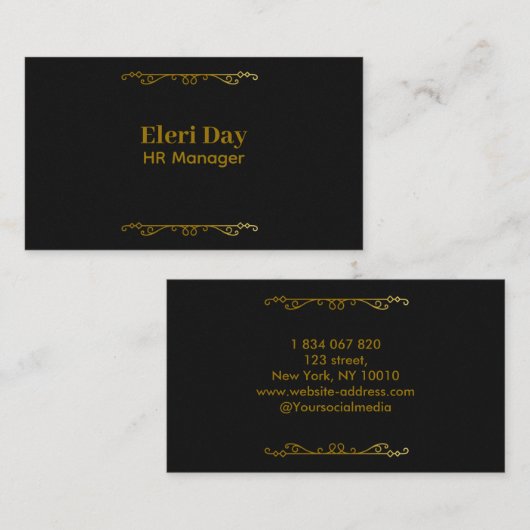 HRマネージャエレガントブラック 名刺 (正面/裏面)