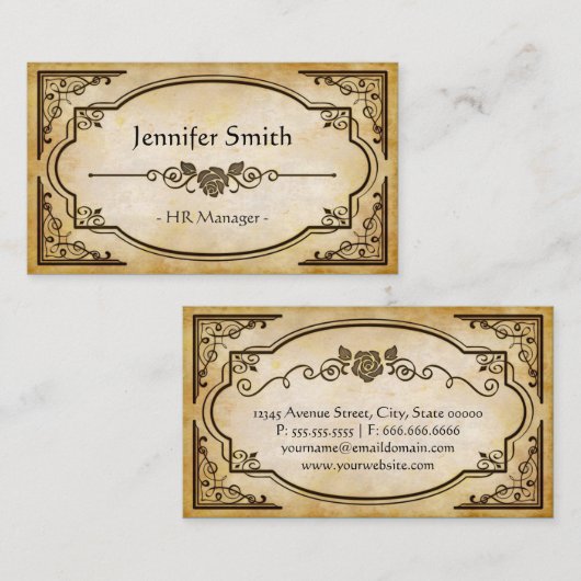 HRマネージャ – エレガントヴィンテージアンティーク 名刺 (正面/裏面)