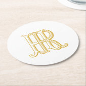 HRモノグラムまたはRHモノグラムコースター ラウンドペーパーコースター (アングル)