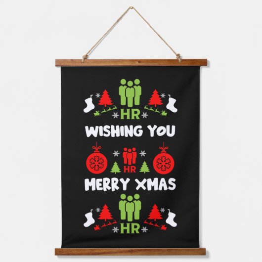 HR企業のクリスマスギフト 吊り下げ型タペストリー (正面)
