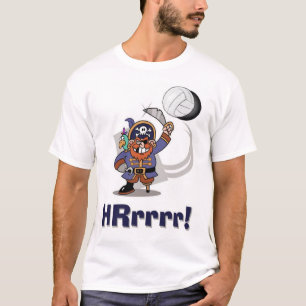 HRrrrr! バレーボールの写実的なティーwの海賊および球 Tシャツ