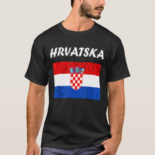 Hrvatskaクロアチアロートクロアチア国旗Croa Tシャツ (正面)