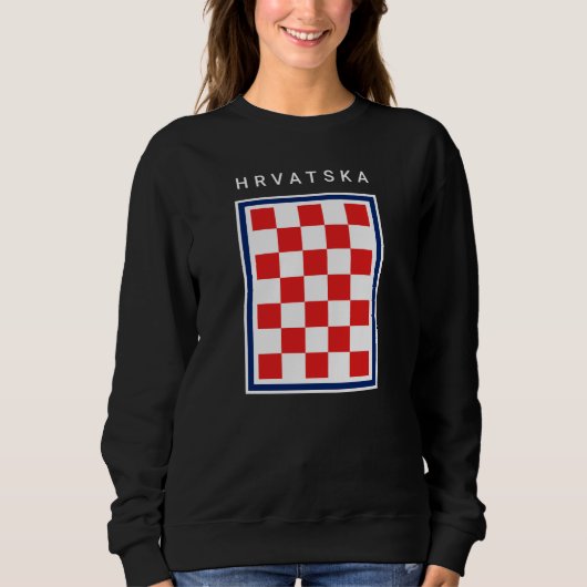 Hrvatska Checker Blue Border スウェットシャツ (正面)