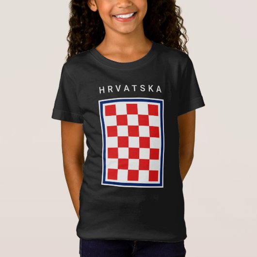 Hrvatska Checker Blue Border Tシャツ (正面)