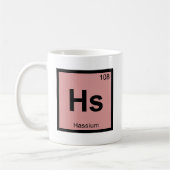 Hs - Hassium化学周期表の記号 コーヒーマグカップ (左)