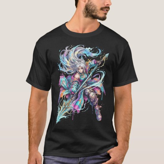 HSR Feixiao Merlin's Claw Vaporwave Retro Portrait Tシャツ (正面)