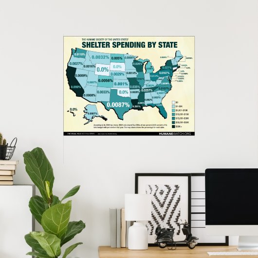 HSUSシェルター支出by州 ポスター (ホームオフィス)