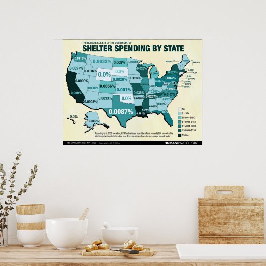 HSUSシェルター支出by州 ポスター (キッチン)