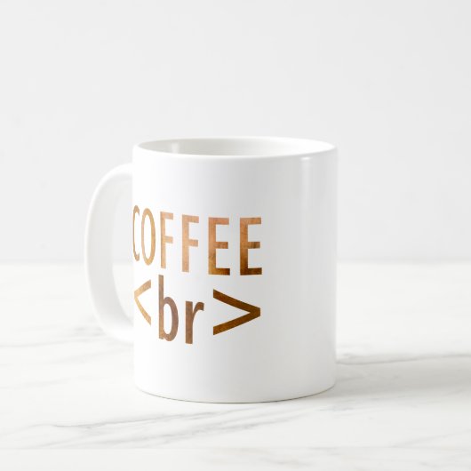 htmlの休憩の水彩画のタイポグラフィのおもしろいなコード コーヒーマグカップ (正面左)