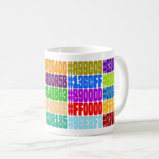 HTML色のマグ。 (六角形のRGB色Specs) コーヒーマグカップ (正面右)