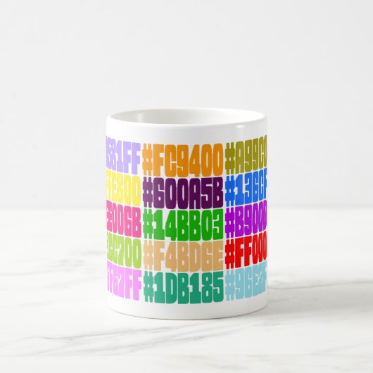 HTML色のマグ。 (六角形のRGB色Specs) コーヒーマグカップ (中央)