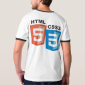 HTML5 CSS3のロゴ(小さい前部大きい背部) Tシャツ (裏面)