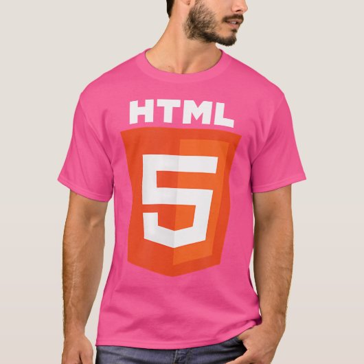 Html5 Html Logo Web Programmer Nerd Funny Computer Tシャツ (正面)