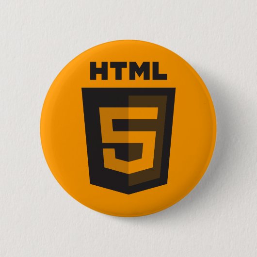 HTML 5のオレンジボタン 缶バッジ (正面)