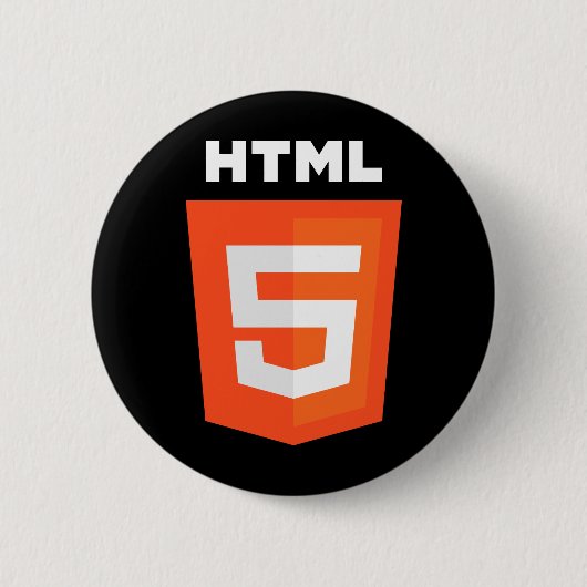 HTML 5のロゴ 缶バッジ (正面)