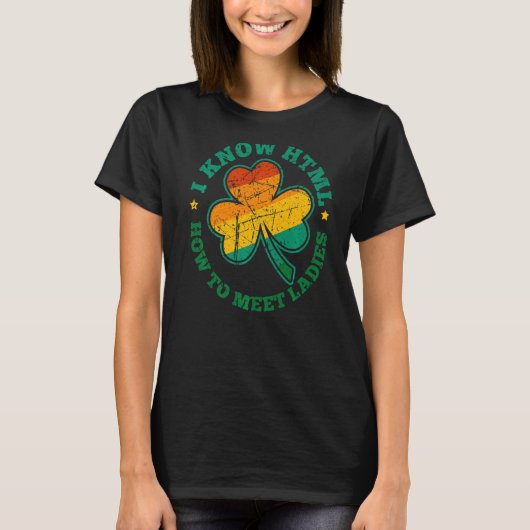 HTML How to Meet Ladies Computer LanguageレトロI Tシャツ (正面)