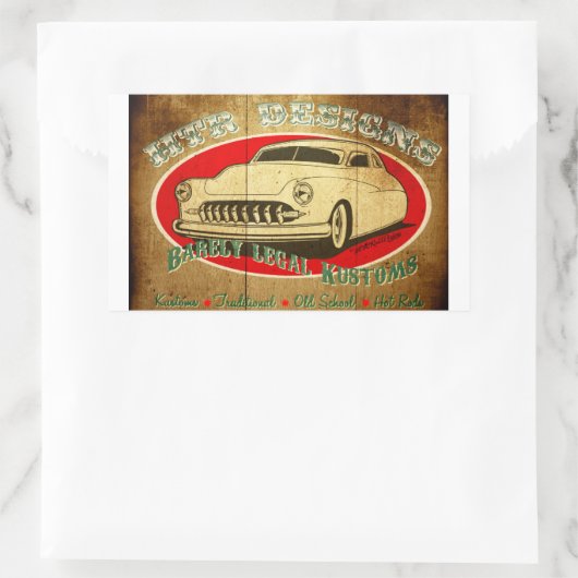 HTRデザインカニリーガルクストームガレージ 長方形シール (バッグ)