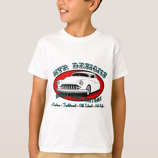 HTRデザインズ・ベアリィリーガル・カスタムズ・ガレージ Tシャツ (正面)