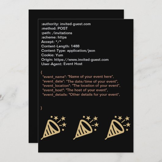 HTTP JSON リクエスト招待 招待状 (正面/裏面)