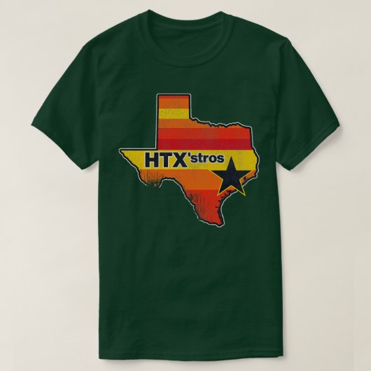 HTXstros野球レトロカラーウェイ Tシャツ (デザイン正面)