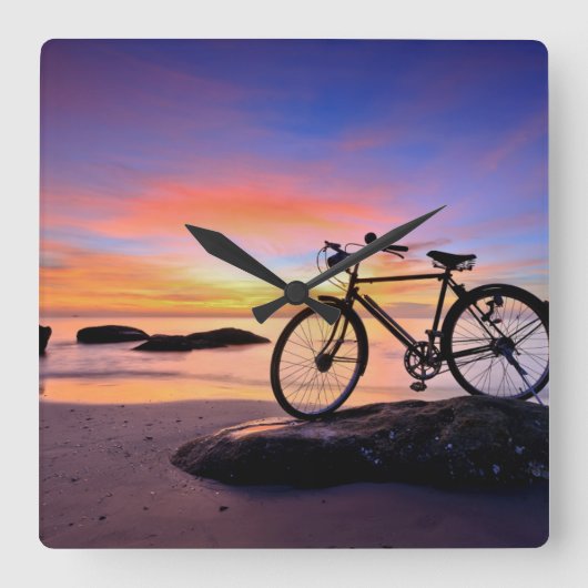 Huahinのビーチ|タイ スクエア壁時計 (正面)