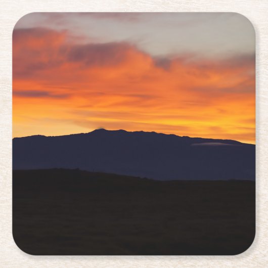 Hualalaiの日没 スクエアペーパーコースター (正面)