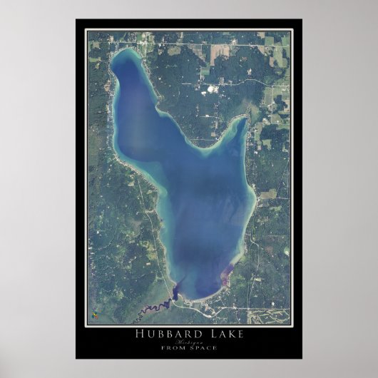 Hubbard Lake Michigan衛星ポスターマップ ポスター (正面)
