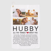 Hubby Photo Collage Things We Love About You List ゴルフタオル (正面)