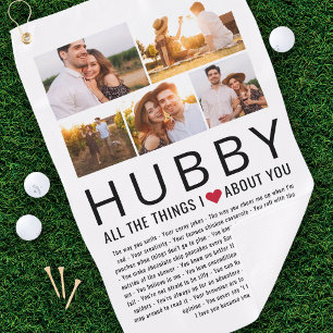 Hubby Photo Collage Things We Love About You List ゴルフタオル