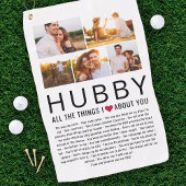 Hubby Photo Collage Things We Love About You List ゴルフタオル