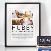 Hubby Photo Collage Things We Love About You List ポスター