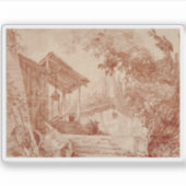 Hubert Robert: Farmyard with 2姿 by a Well シール (正面)