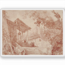 Hubert Robert: Farmyard with 2姿 by a Well