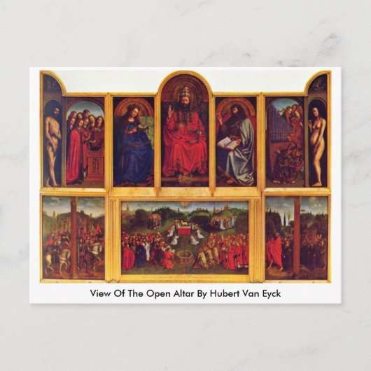 Hubert Van Eyckによる開かれた祭壇の眺め ポストカード (正面)