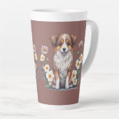 Hübscher Collie umringt von Blumen - Latte Tasse カフェラテマグ (右アングル)