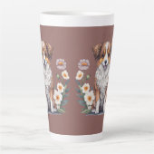 Hübscher Collie umringt von Blumen - Latte Tasse カフェラテマグ (正面)