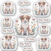 Hübscher Collie von Blumen umringt - 14 シール (正面)