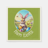 Hübscher Osterhase in Landschaft -  スタンダードカクテルナプキン (正面)