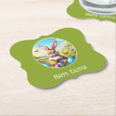 Hübscher Osterhase in Landschaft -  ペーパーコースター (アングル)